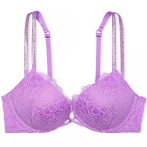 Brand New Victoria’s Secret Bombshell Plunge Lace Double Shine Strap Purple Bra